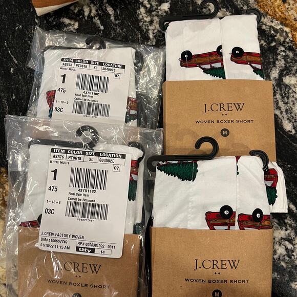 NWT J. Crew Men's White W/Christmas Tree Print Woven Boxers - SIZE XL - Picture 5 of 7